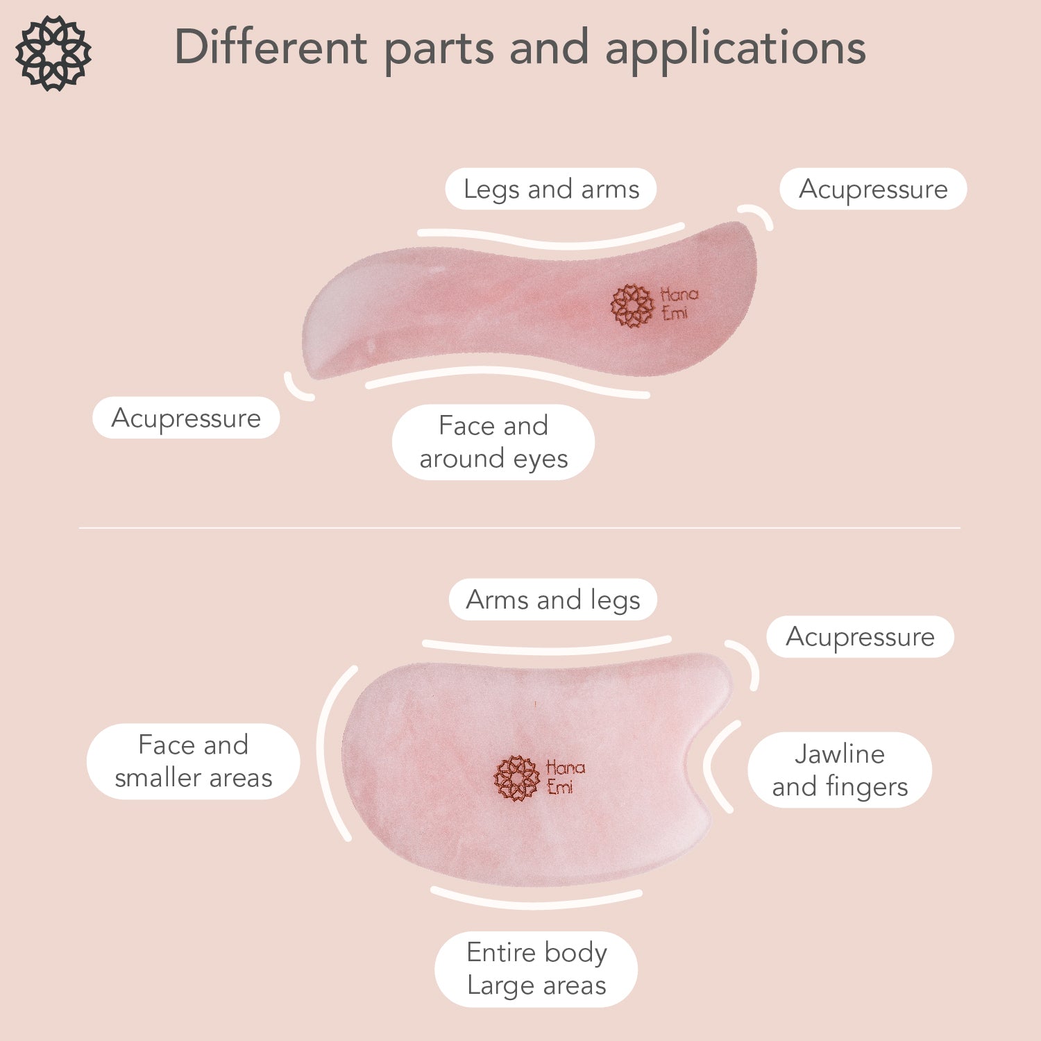 hanaemi rose quartz gua sha tool