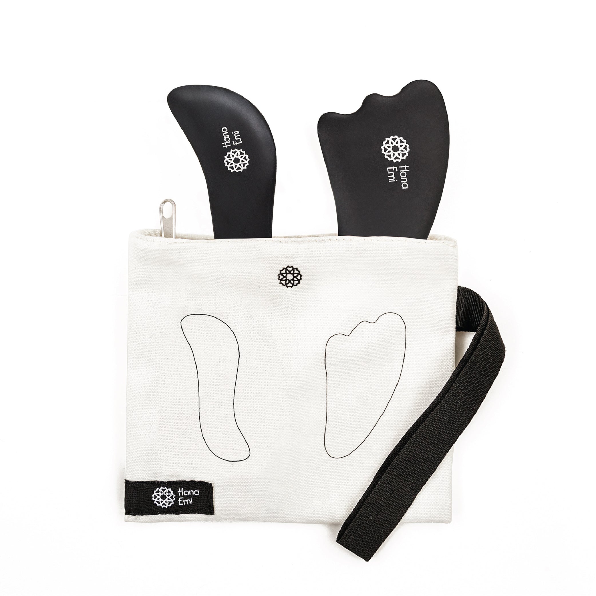 Gua Sha Black Bian Stone tools Wing & Wave Set by Hana Emi